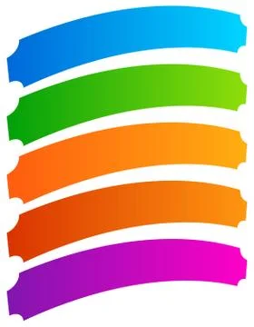 Set of simple banner, button shapes. Colorful banners, buttons in perspective Stock Illustration