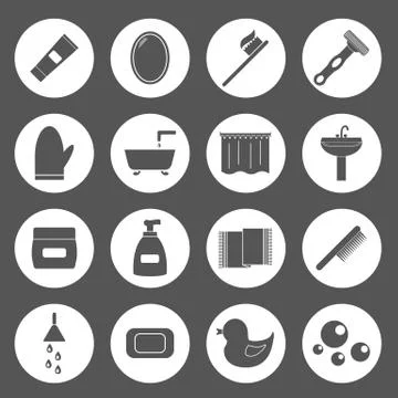 Set of simple bathroom icons Stock Illustration