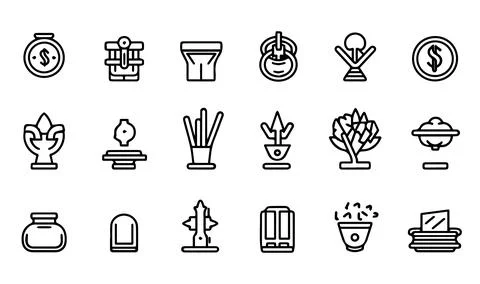 Set of simple black and white icons on the theme of finance. Stock Illustration