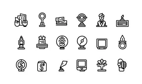 Set of simple black and white icons on the theme of finance. Stock Illustration