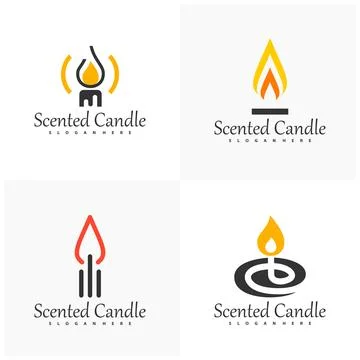 Set of Simple Burning Candle Logo Design Template. Creative Candle Logo Des.. 스톡 일러스트