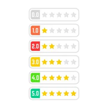 Set of simple colored rating star Stock Illustration