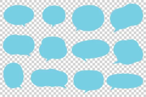A set of simple, cute, hand-drawn style speech bubbles (light blue) Ilustração Stock