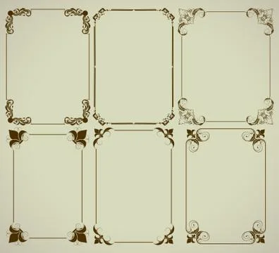 Set of simple decorative frames 스톡 일러스트