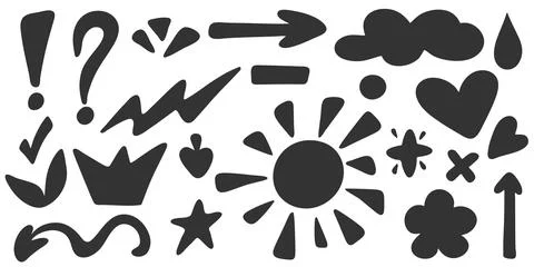 Set of simple doodle style elements Stock Illustration