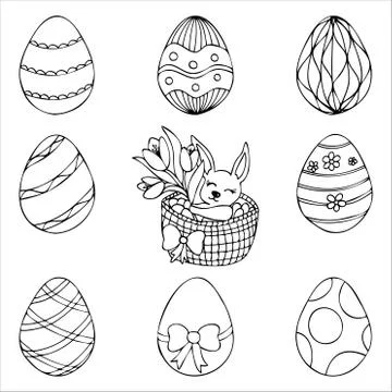 Set of simple Easter eggs clip art Stock Illustration