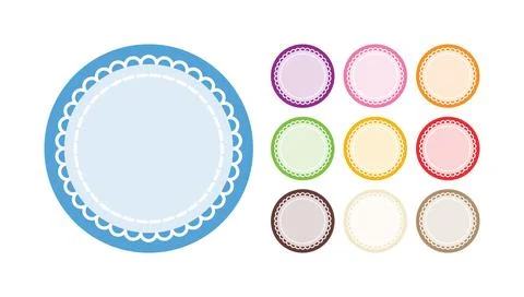 Set Of Simple Elegant Round Shape With Scalloped Lace Doily Ornaments Stock Illustration