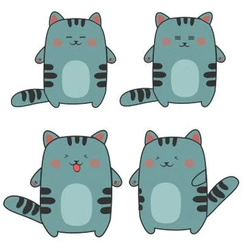 Set simple emoticon cats - different emotions Stock Illustration