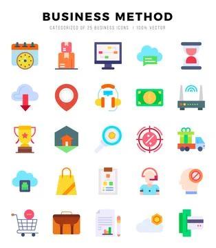 Set of simple Flat Business Method Icons. Flat art icons pack. Vector illus.. 스톡 일러스트