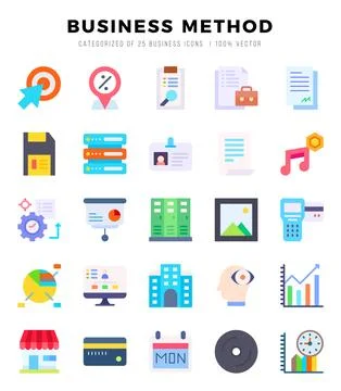 Set of simple Flat Business Method Icons. Flat art icons pack. Vector illus.. 스톡 일러스트