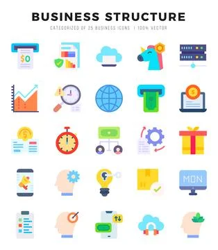 Set of simple Flat Business Structure Icons. Flat art icons pack. Vector il.. Stock Illustration