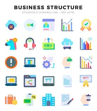 Set of simple Flat Business Structure Icons. Flat art icons pack. Vector il.. Stock Illustration