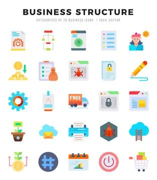Set of simple Flat Business Structure Icons. Flat art icons pack. Vector il.. Stock Illustration