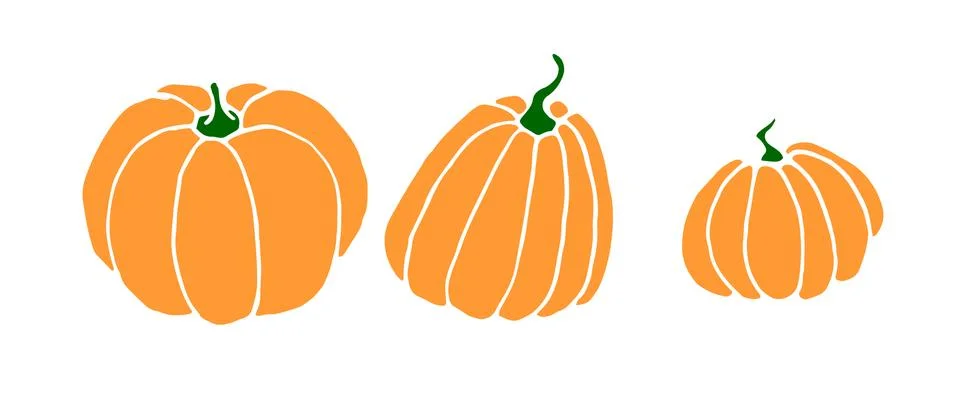 Set of Simple flat color Pumpkin icon isolated on white background. Symbol au Stock Illustration