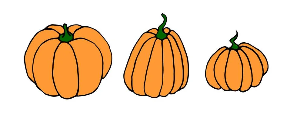 Set of Simple flat color Pumpkin icon isolated on white background. Symbol au Stock Illustration