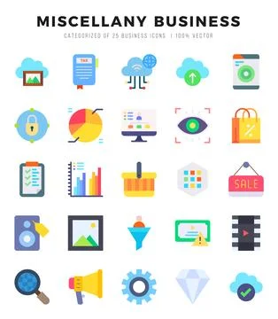 Set of simple Flat Miscellany Business Icons. Flat art icons pack. Vector i.. Stockillustratie