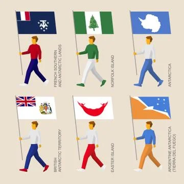 Set of simple flat people with flags of countries Stockillustratie