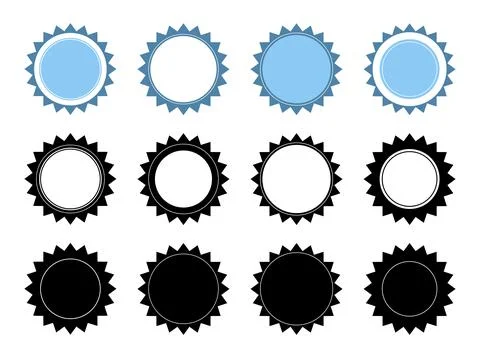 Set of simple flat round stamps Stock Illustration