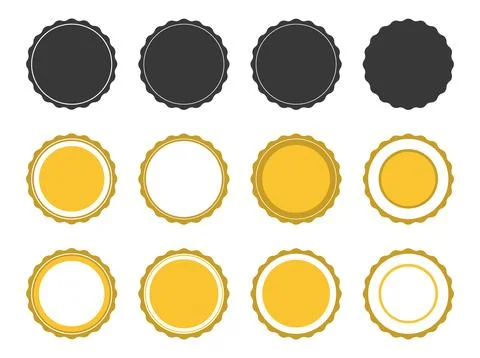 Set of simple flat round stamps Stock Illustration