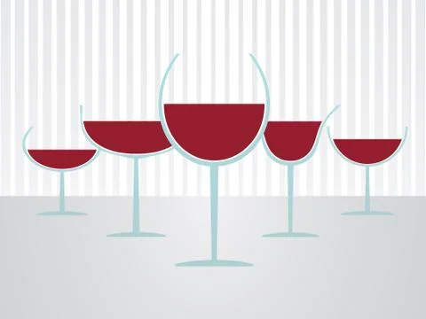 Set of simple full glasses of wine Illustrazione stock