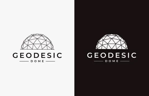 Set of Simple Geodesic dome logo icon vector on black and white background Stock Illustration