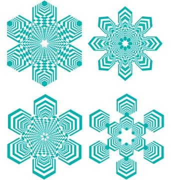 Set of simple geometric design elements, turquoise shapes on white background Stock Illustration