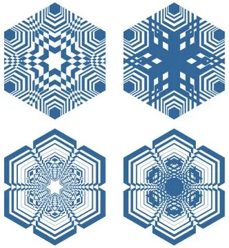 Set of simple geometric design elements, blue shapes on white background Stock Illustration