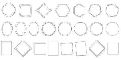 Set of simple geometric frames of different shapes Stock Illustration