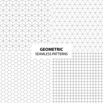 Set of simple geometric patterns - seamless. 库存插图