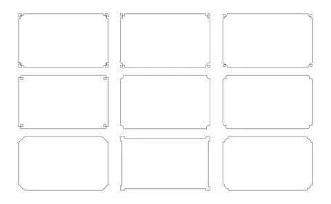 Set of simple geometric rectangular frames with decorative corner Stock Illustration