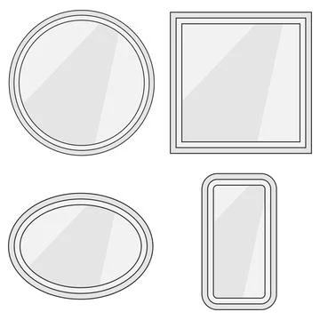 Set of simple gray outline mirrors geometric frames flat vector illustration Illustrazione stock