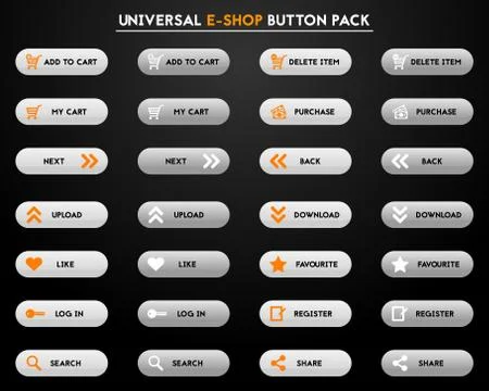 Set of simple grey e-shop buttons Stock Illustration