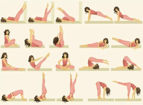 Set of simple gymnastic exercises Stock Illustration
