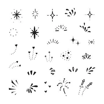 A set of simple hand-drawn decorative illustrations. There are various Stock Illustration