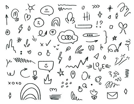 Set of simple hand drawn elements in doodle style. Thumbnail underline, emp.. Stock Illustration