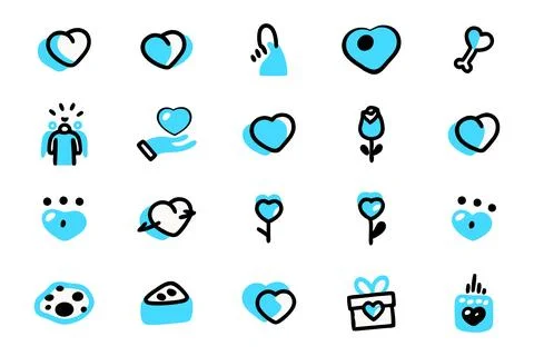 A set of simple, hand-drawn icons featuring various representations Illustrazione stock