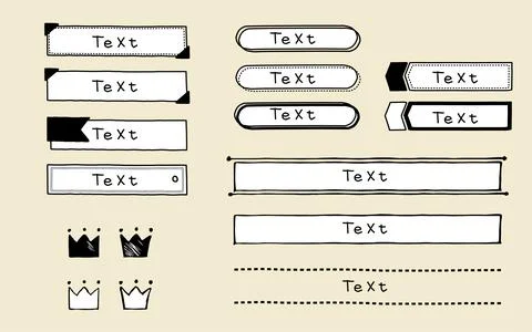 A set of simple hand-drawn rustic banners. Stock Illustration