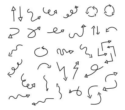 Set of simple handdrawn doodle arrows design element 스톡 일러스트