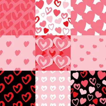 Set of simple hearts seamless pattern. 14 february wallpaper. Valentine's Day Illustrazione stock