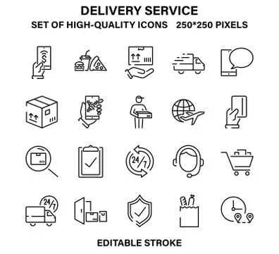 A set of simple but high-quality icons for the delivery service Stock Illustration