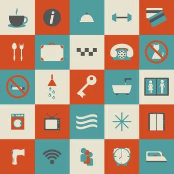Set of simple hotel icons Stock Illustration