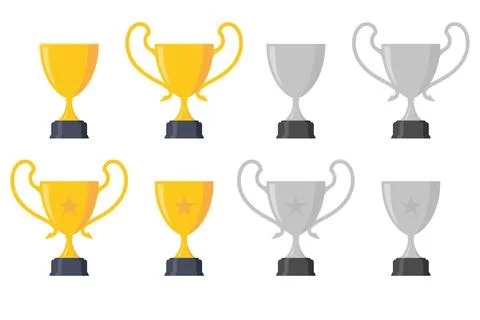 Set simple icon trophy cup design element Stock Illustration