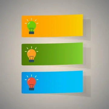 Set of simple icons flat color light bulbs Stock Illustration