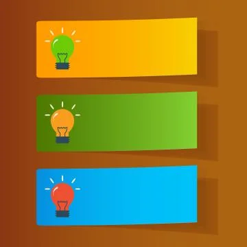 Set of simple icons flat color light bulbs Stock Illustration