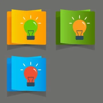 Set of simple icons flat color light bulbs Stock Illustration