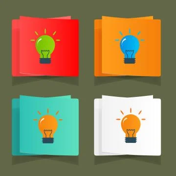 Set of simple icons flat color light bulbs Illustrazione stock
