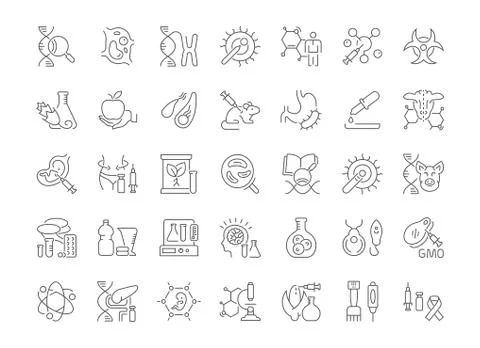 Set of Simple Icons of Genome Engineering. Illustrazione stock