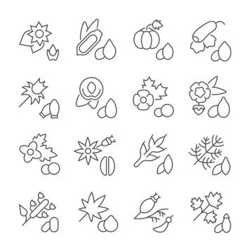 Set of Simple Icons of Seeds Free Stock Illustration