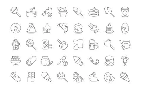 Set of Simple Icons of Sweets Free Stock Illustration