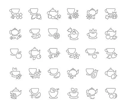 Set of Simple Icons of Tea. 무료 스톡 일러스트